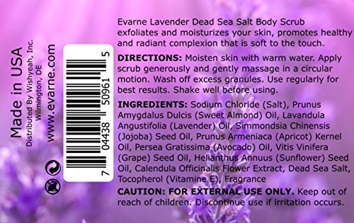 Evarne Lavender Dead Sea Salt Body Scrub with 7 Essential Oils