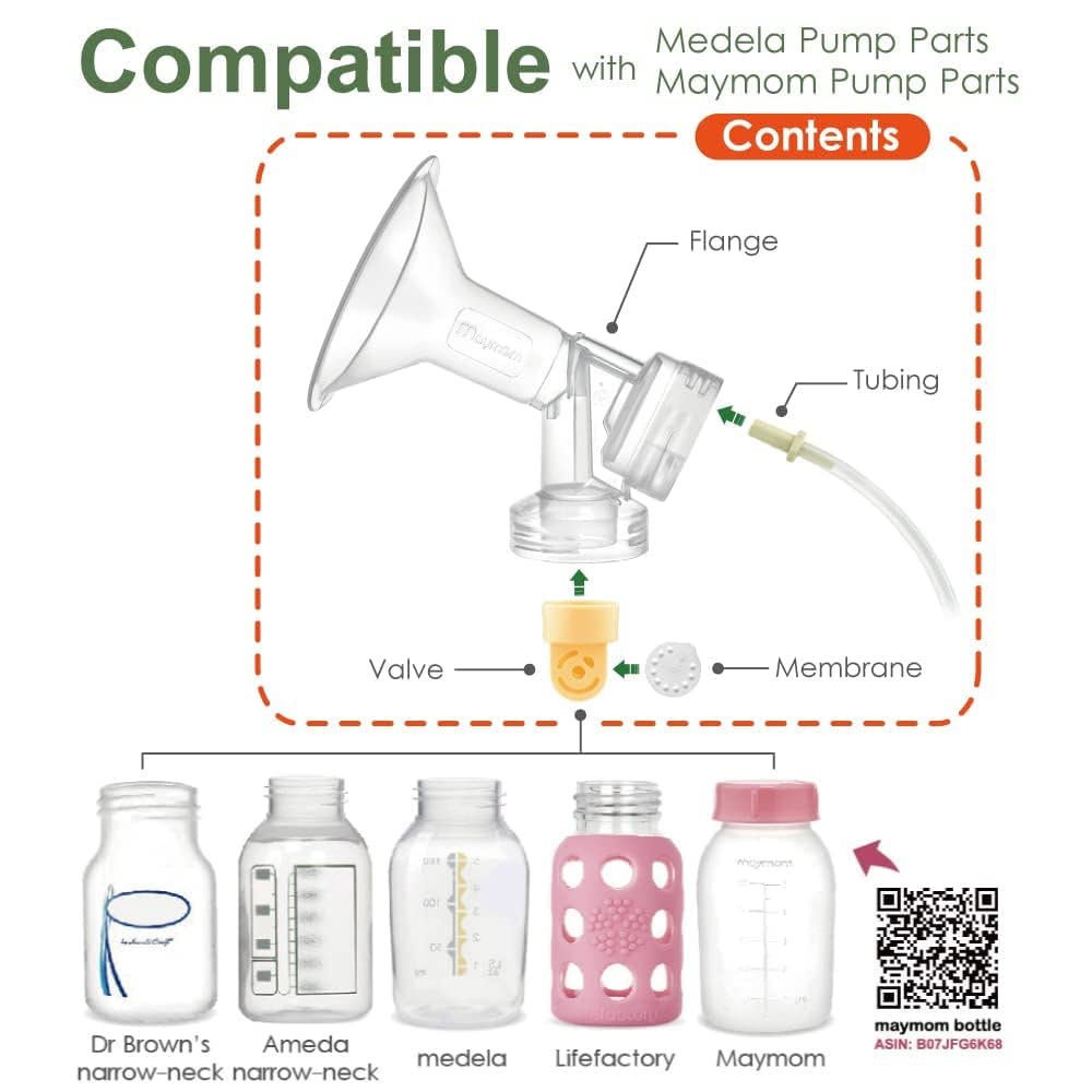 Maymom Breast Pump Kit Compatible with Medela Pump in Style Advanced Breast Pumps;2 Breastshields (one-piece, 25mm), 4 Valve, 6 Membrane, & 2 Pump-in-Style Tubing Can Replace Medela Pumpin Style Valve