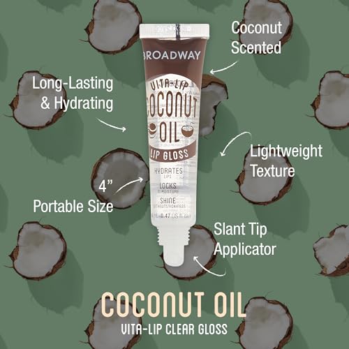 Ruby Kisses Broadway Vita-Lip Clear Lip Gloss (4 Pack Mint, Rosehip, Coconut Oil, Lip Oil Treatment), Ultra-Hydrating & Soothing Formula with Multi-Vitamins, High-Shine Non-Sticky Finish Lip Balm