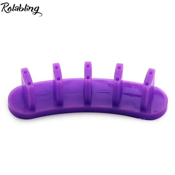 Purple: Rolabling 3Pcs False Nail Art Tips Practice Display Stand Tool for Gel Nail Polish DIY Nail Training Tools (Purple)