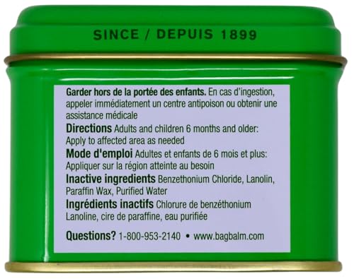 Bag Balm Vermont's Original Moisturizing for Dry Skin, Chapped Lips, Cracked Heels, Dog Paw Pads + More. 118 ml (4 oz) Tin (1)