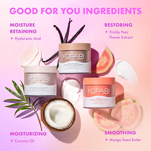 Kopari Ultra Restore Body Butter, Whipped Lightweight Formula, Hyaluronic Acid & Mango Seed Butter, Deep & Long-Lasting Moisture, Coconut 7.7 oz