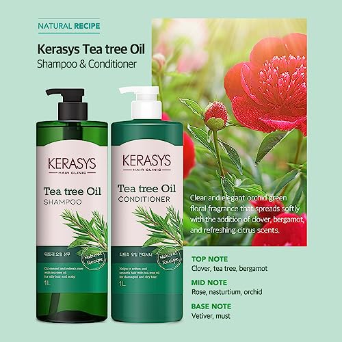Kerasys Hair Clinic Tea Tree Oil 33.8 fl oz / 1L (Conditioner, 1-Pack)