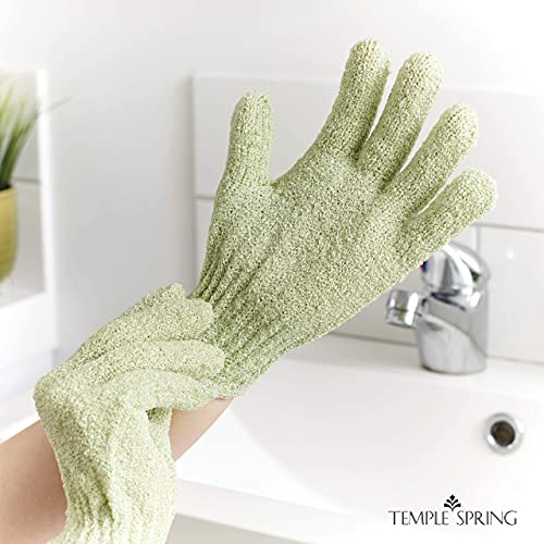 Temple Spring Exfoliating Glove, Rayon Bamboo Exfoliating Body Scrubber, Loofah Washcloth, Exfoliate Loofa Shower Scrubber, Body Exfoliator Scrub, Shower Loofah Bath Sponge - Sage Green