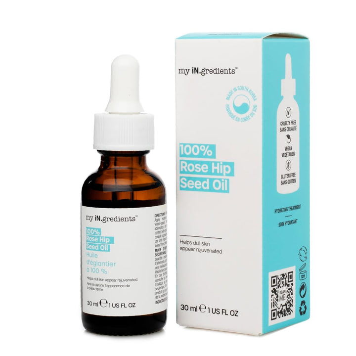 masque BAR My Ingredients 100% Rose Hip Seed Oil, Rejuvenates Dull Skin, Reduces Fine Lines, Wrinkles, Soothes Dry, Itchy Skin, Moisturizing Serum for Face & Hair, Undiluted Body Oil- 1Fl oz