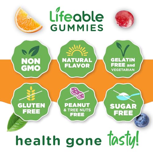 Lifeable Sugar Free Multivitamin for Men Gummies | VIT A, C, D, E, B1, B2, Niacin, B5, B6, Folate, B12, Biotin, Iodine, Zinc, Chromium, Ginseng, Lycopene, Inositol | Sugar Free Vitamins | 90 Gummies
