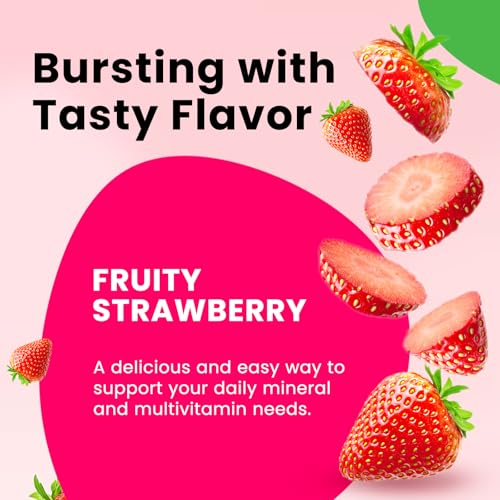 Iron Gummies with Multivitamin, Iron Supplement for Women & Men with Zinc, Vitamin B Complex & C, B12, Folate - Blood Builder & Energy Support for Adults & Kids - Strawberry Flavor, Vegan 60 Gummies