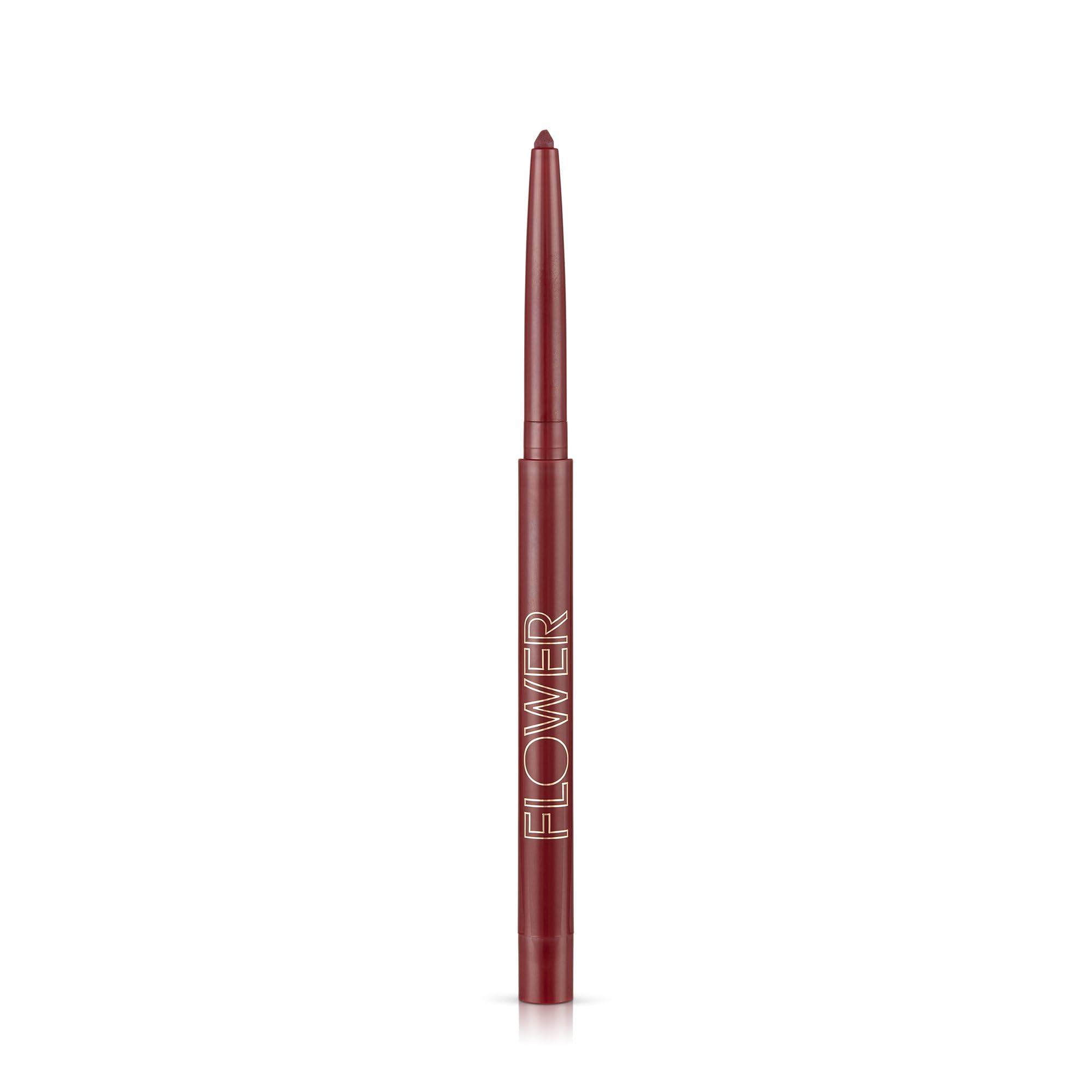 Flower Beauty Petal Pout Lip Liner - Smooth & Creamy Lip Liner with Pigment Rich Color, Prevents Feathering of Lip Color, Comes with Built-in Sharpener (Plum)