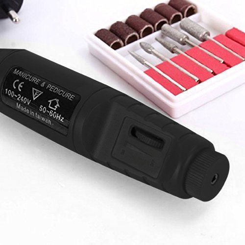 Nail Art Drill Kit File Professional Electric Manicure Pedicure Drill Sander Pen Nail Art Grinder with Multi Sanding Bits and Power Adapter (Black)