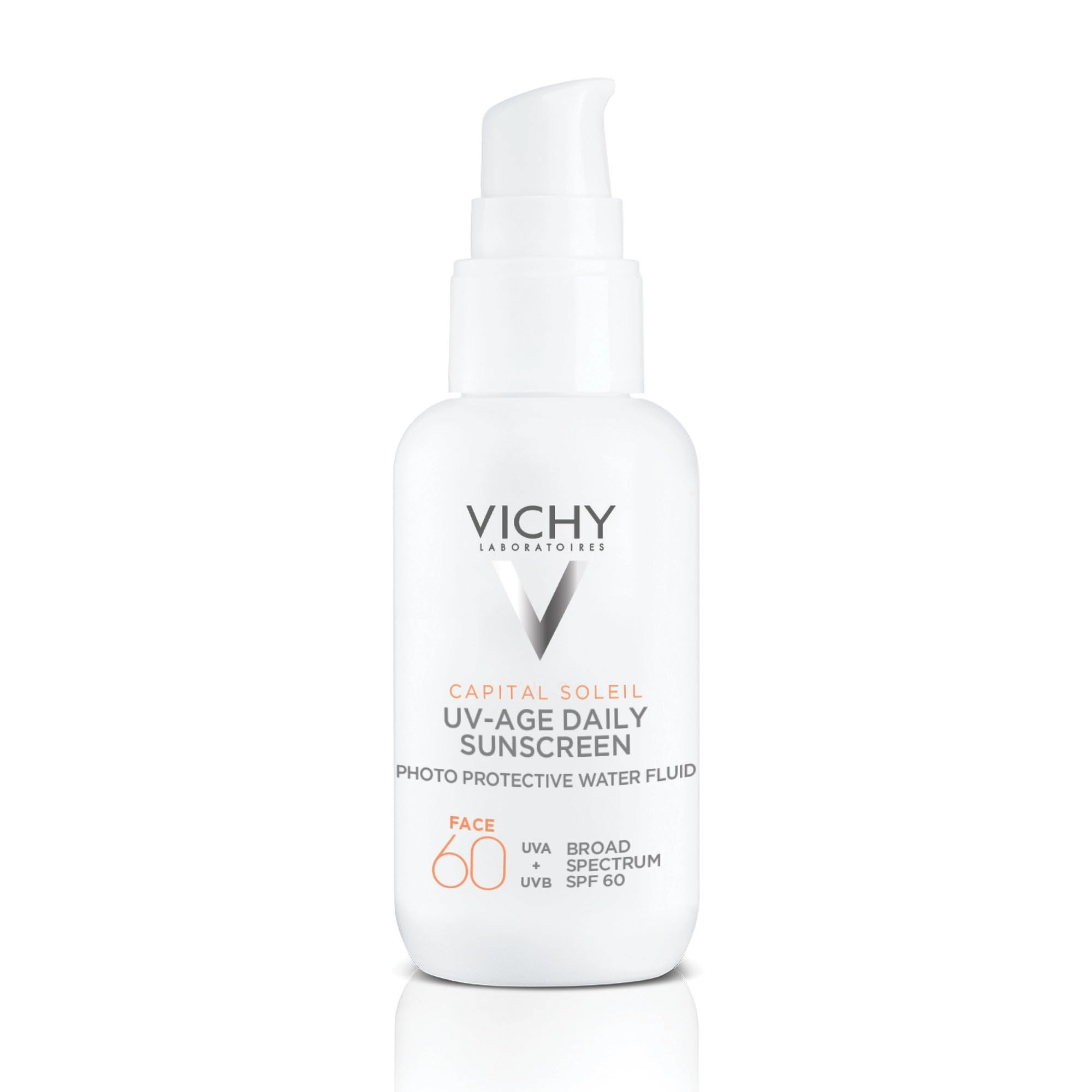 Vichy Capital Soleil UV-Age Daily SPF 60, Anti Aging Sunscreen for Face SPF 60, Hyaluronic Acid + Peptides + Vitamin C, Broad Spectrum Invisible SPF Protection, No White Cast Sunscreen