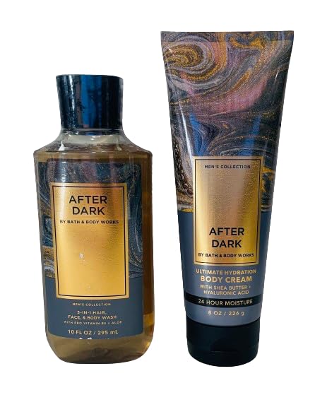 Bath & Body Works After Dark Men's 3-in-1 Hair, Face & Body Wash and Body Cream 2 Piece Set