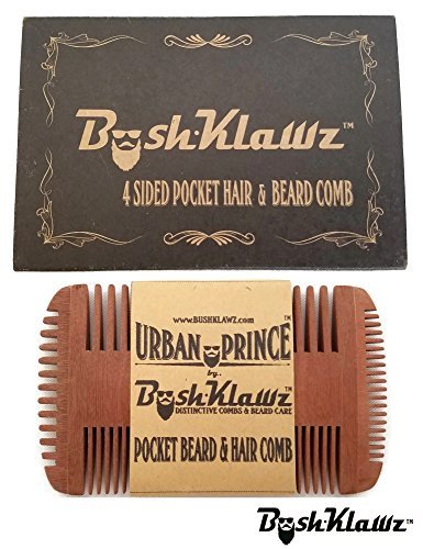 BushKlawz 4 Sided Pocket Beard, Mustache, Hair, and Side Burns Comb