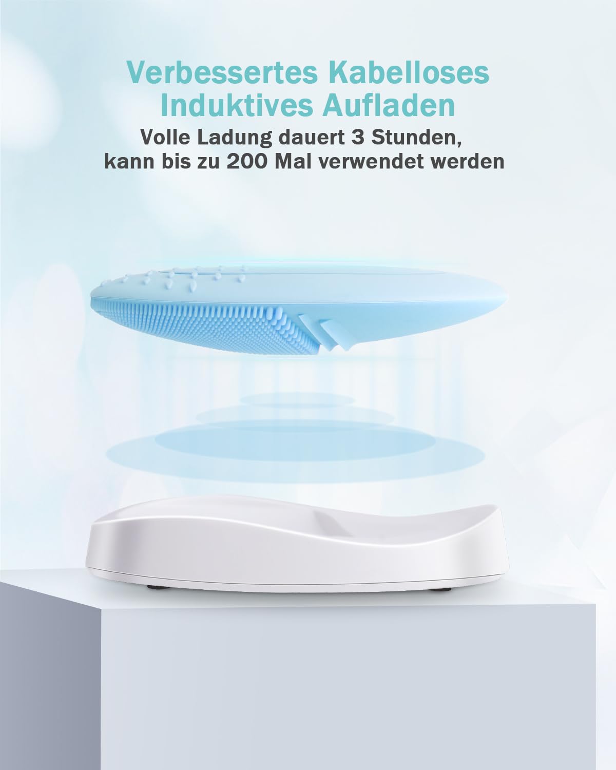 EZBASICS Facial Cleansing Brush, Waterproof Sonic Vibrating Face Brush for Deep Cleansing, Gentle Exfoliating and Massaging, Inductive charging (Blue)