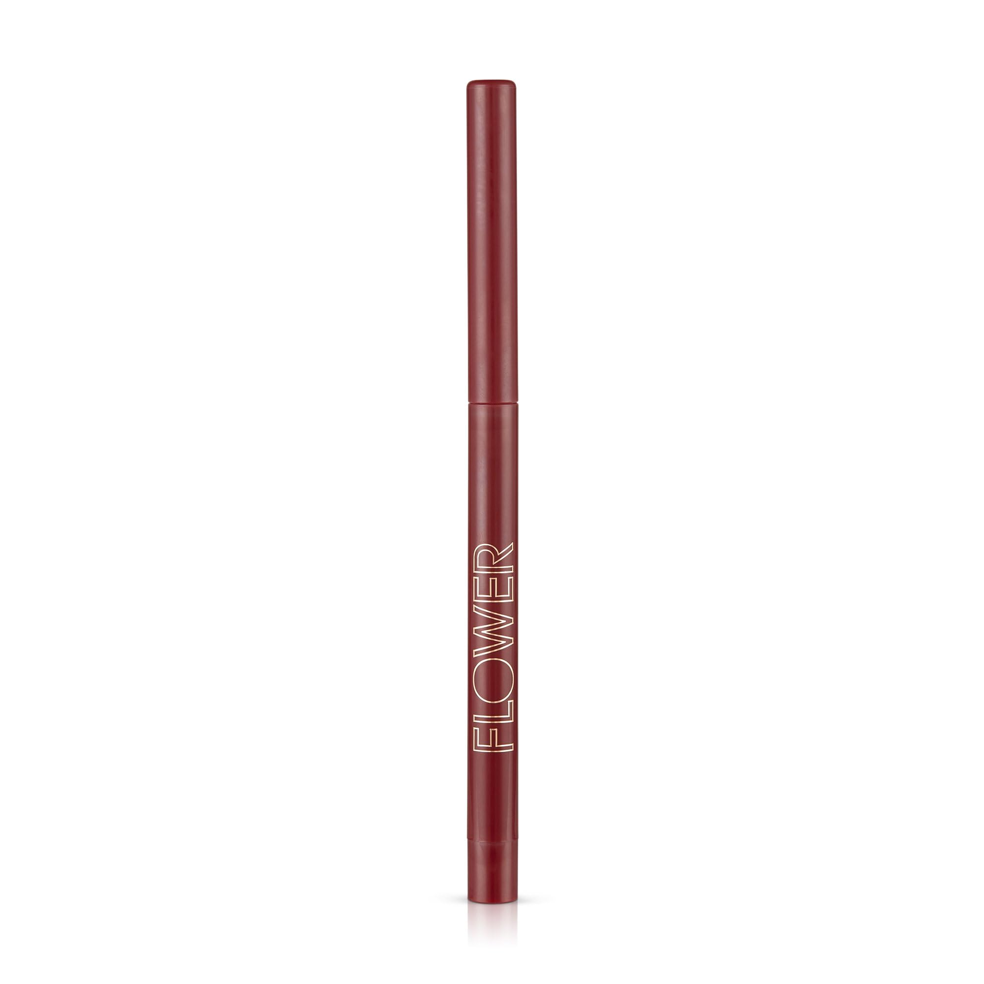 Flower Beauty Petal Pout Lip Liner - Smooth & Creamy Lip Liner with Pigment Rich Color, Prevents Feathering of Lip Color, Comes with Built-in Sharpener (Plum)