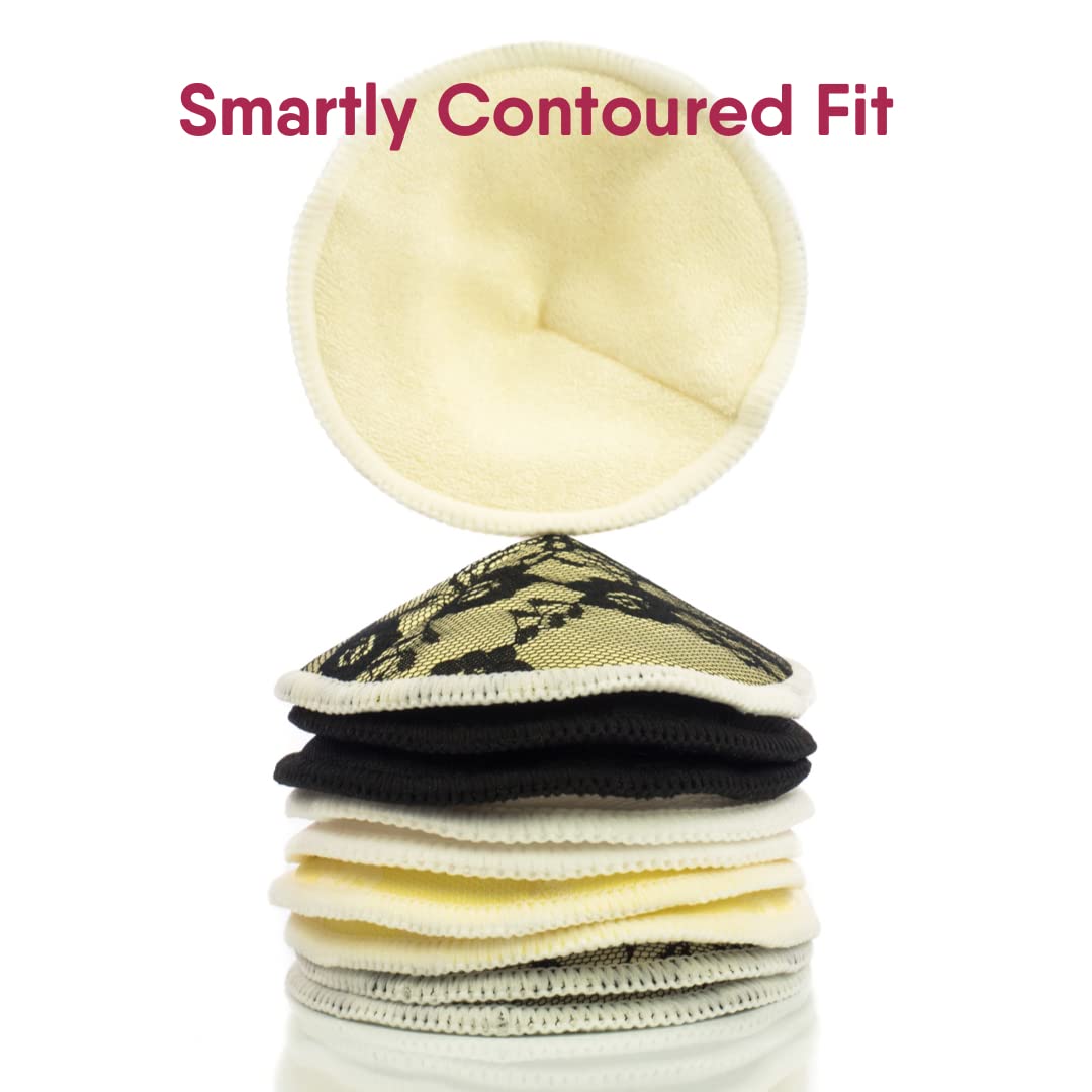 NatureBond Reusable Nursing Pads. Set of 10 Nipple Pads for Breastfeeding, Breathable Breast Pads for Breastfeeding with Wash Bag & Box, Viscose Made from Bamboo