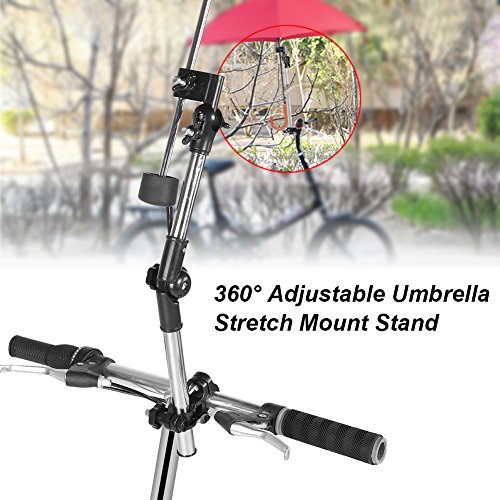 Umbrella Holder for Stroller, 360° Adjustable Bike Umbrella Stretch Mount Stand Holder Baby Stroller Pram Chair(Black)