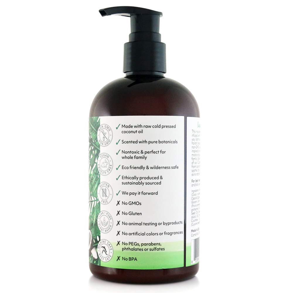 Organic Fiji Moisturizing Face and Body Organic Coconut Oil Lotion Cucumber Melon 12 Ounce
