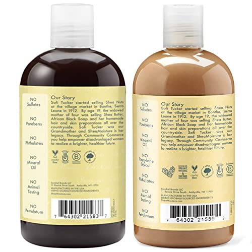SheaMoisture Strengthen & Restore Shampoo & Conditioner Set –Jamaican Black Castor Oil for Hair Repair & Frizz Control, 13 Oz Ea
