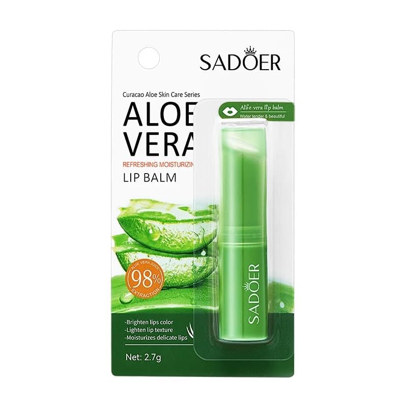 Sadoer 98% Aloe Vera Lip Balm - Hydrating, Moisturizing, Natural, Dry Skin, 0.09 Ounce