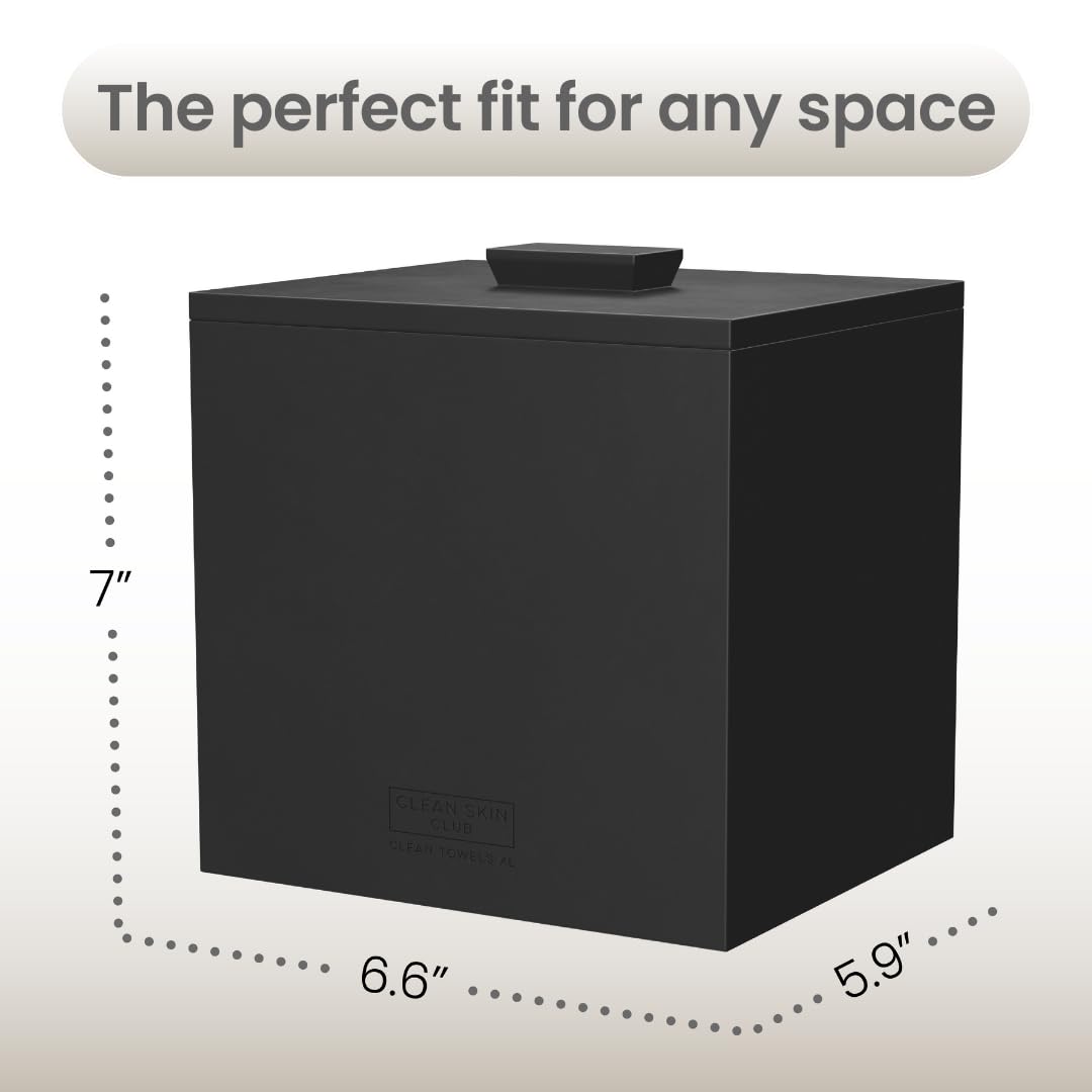 CLEAN SKIN CLUB Cement Box for 50 Disposable Clean Towels XL (Towels NOT Included), Concrete Container for Face Towelettes Bathroom Counter Storage, Cleansing Facial Dry Wipes - Matte Onyx