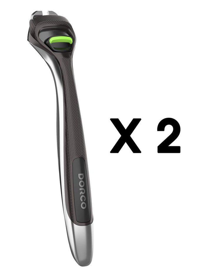 Dorco Pace 6 Pro - Six Blade Razor System with Trimmer - 2 Replacement Handles (Handles Only)