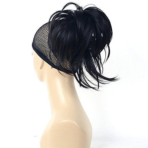 Lydell Adjustable Messy Style Ponytail Hair Extension Synthetic Hair-Piece with Jaw Claw Amzing Shape For You (1# Black)