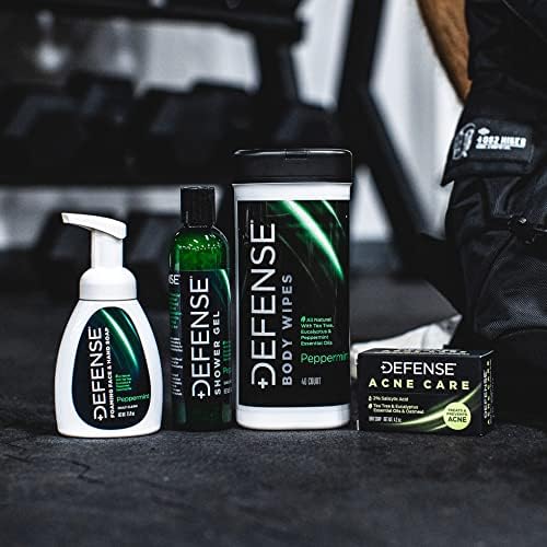 Defense Liquid Foaming Face & Hand Soap, Original + Peppermint 7.5 Fl Oz Combo with Tea Tree, Eucalyptus, Jojoba, Aloe Vera, Olive & Coconut Oils