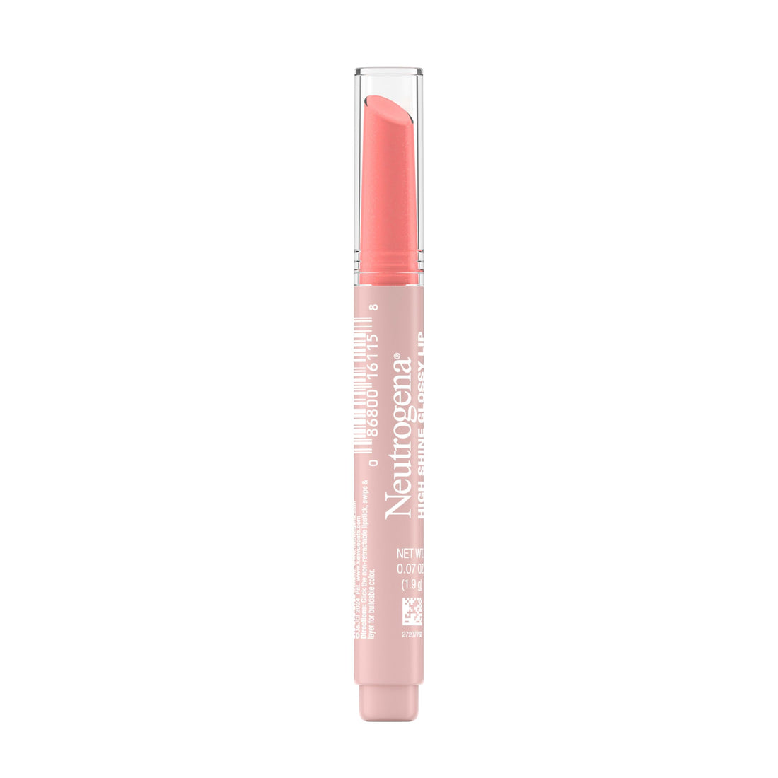 Neutrogena High Shine Glossy Lip, Nourishing Lip Gloss with Maracuja Oil, Antioxidant Vitamin E & Vitamins, Non-Retractable, Buildable Pigmented Color, Peachy Keen Shade, 0.07 oz