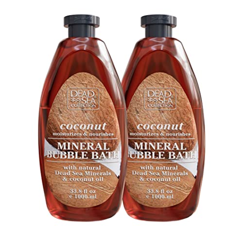 Dead Sea Collection Bubble Bath with Coconut for Women and Men - Coconut Oil and Pure Dead Sea Minerals - Nourishing and Moisturizing Skin - Pack of 2 (67.6 fl.oz)
