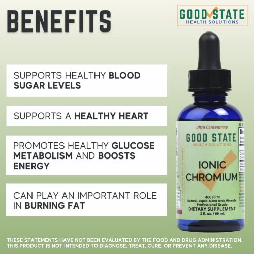 Good State Liquid Ionic Chromium Ultra Concentrate - 10 Drops Equals 200 mcg - 100 Servings Per Bottle