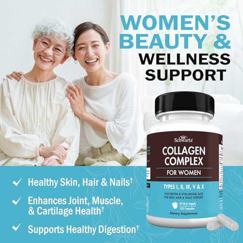 Hydrolyzed Collagen Peptide Capsules for Women - Multi Collagen Supplement Types I, II, III, V, X with Vitamin C, Biotin, Keratin - Skin, Hair & Nails Support - 135 Capsules
