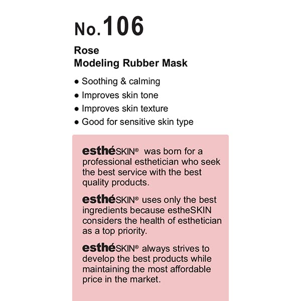 estheSKIN Peel Off Type Modeling Rubber Mask Powder Jar for Facial Skin Care Treatment (30oz) 850g, Measuring Spoon Included (30oz, 106.Rose)