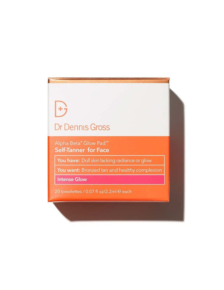 Dr Dennis Gross Alpha Beta Glow Pad Self Tanner, Intense Glow for Face: for Dull Skin Lacking Radiance & Glow, (20 Towelettes)