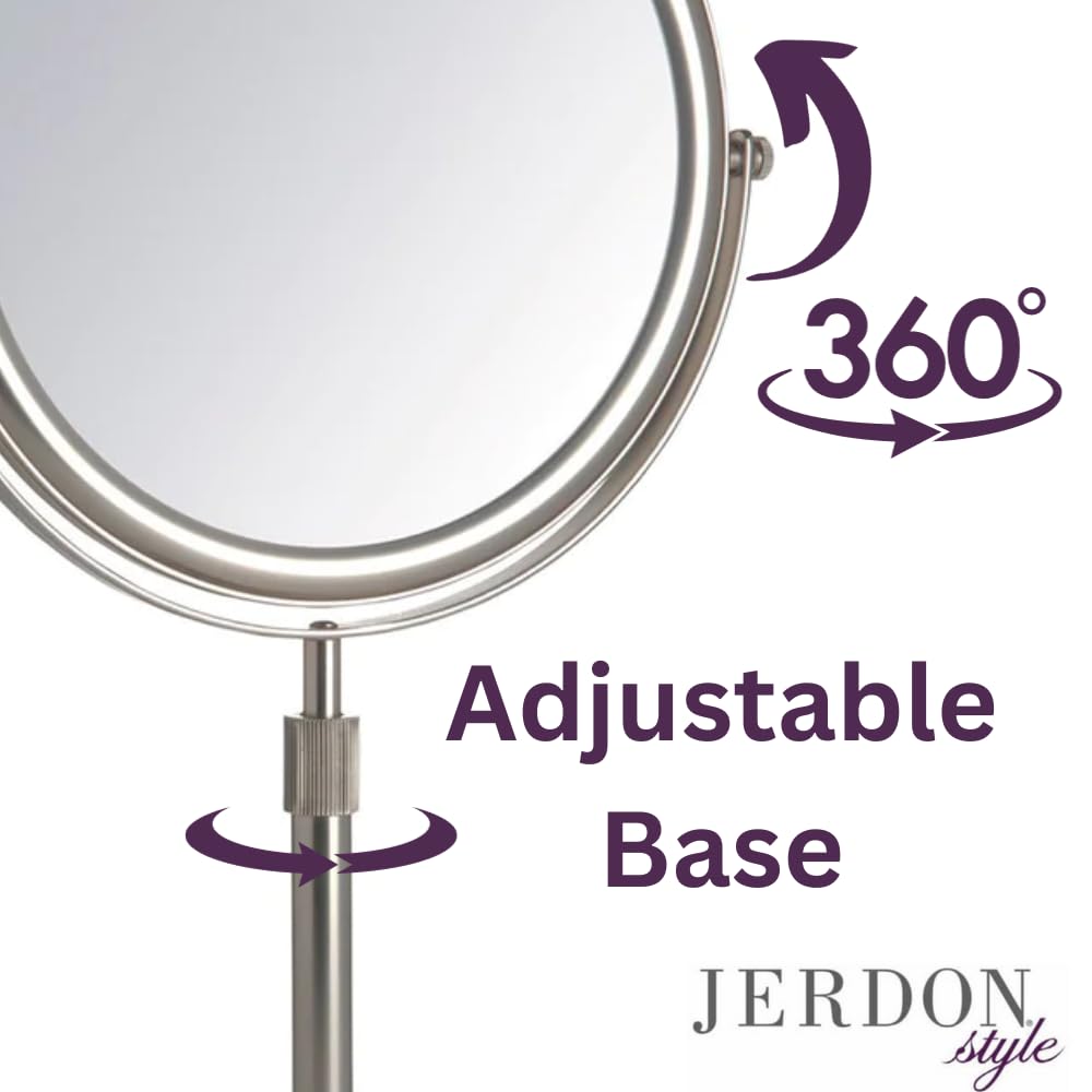 Jerdon JP4045N 9-Inch Vanity Mirror with 5x Magnification, Nickel Finish