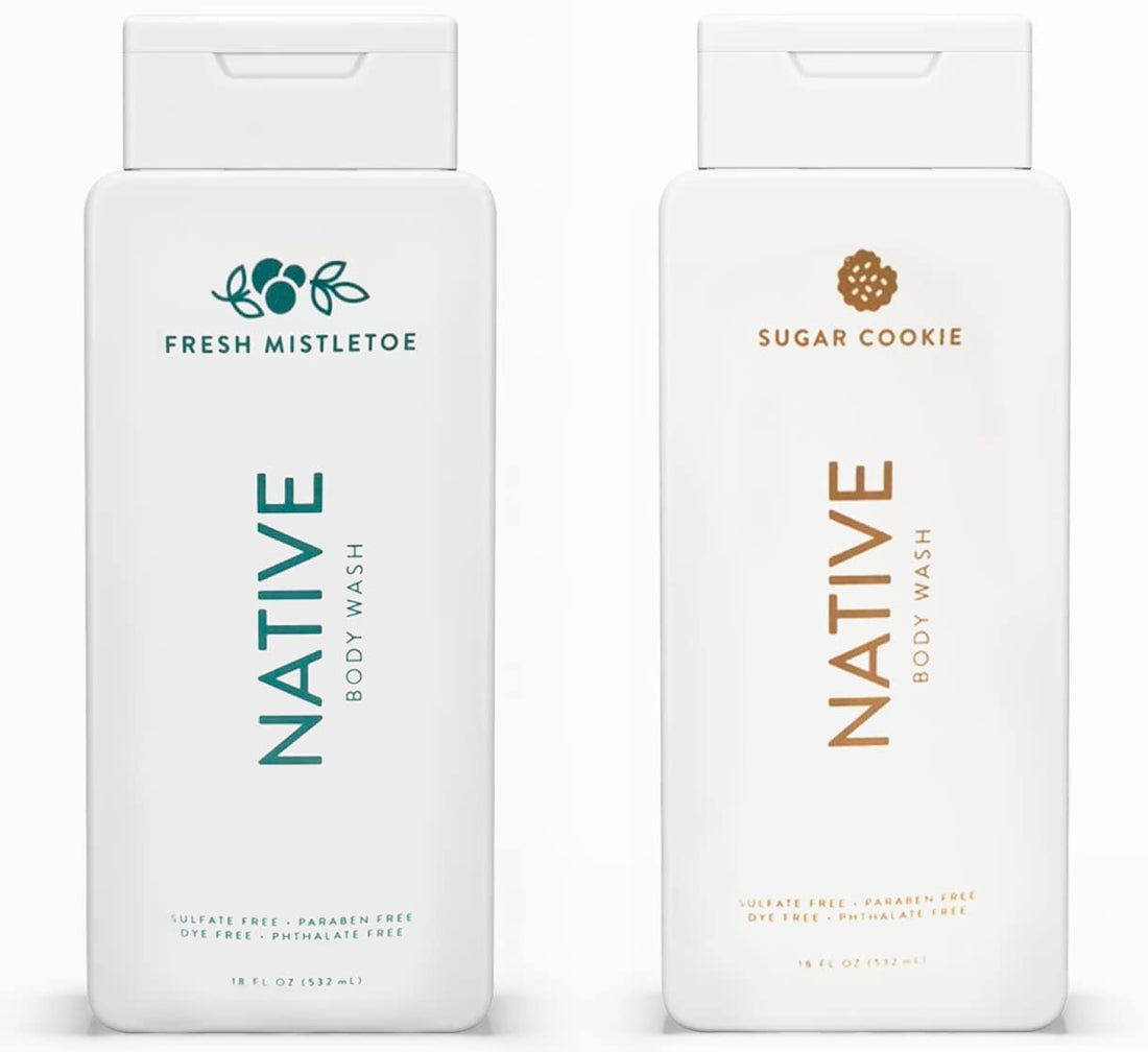 Native Special Edition Winter Body Wash | Naturally Derived Clean Ingredients, 18 oz each (2 Pack) (Fresh Mistletoe & Sugar Cookie)