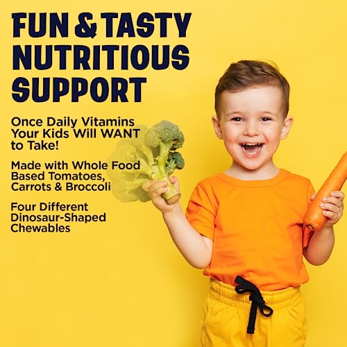 KAL MultiSaurus Kids Chewable Multivitamins, 11 Essential Vitamins and Minerals for Kids, Mixed Berry Flavor, Gluten and Preservative Free, 90 Servings, 90 Dinosaur-Shaped Chewables