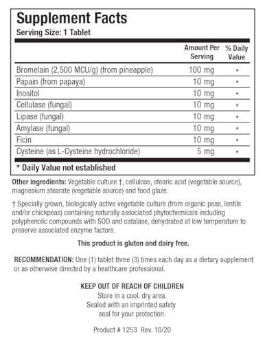 Biotics Bromelain Plus CLA Supplies Bromelain and Papain, Provides Supplemental Enzyme Support, Supports Muscular Comfort 100 Tablet