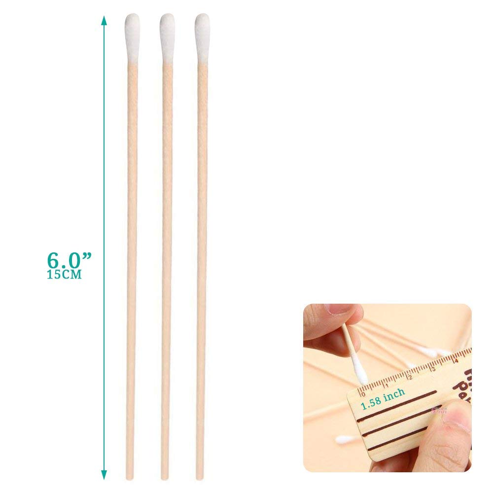 Iebeauty Cotton Swabs Swab Applicator Q-tip 100 Pieces 6 EXTRA LONG Wood Handle STURDY!