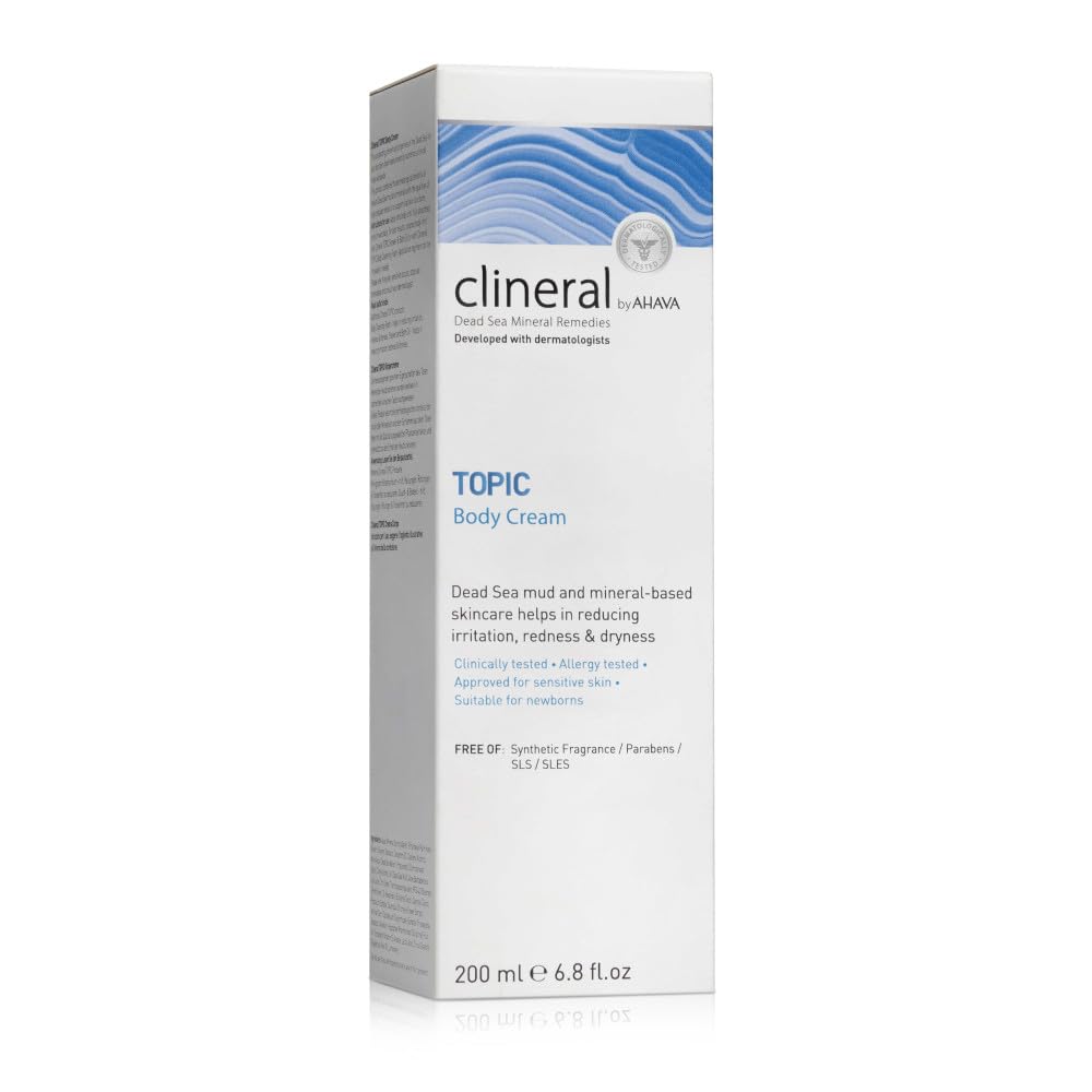 AHAVA Clineral Topic Body Cream - Lightweight hydrating body cream to alleviate irritations, dryness & redness, with Exclusive Osmoter, Grapefruit Peel Oil & Dead Sea Mud, 6.8 Fl.Oz