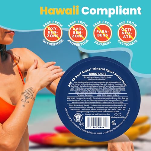 STREAM2SEA Sunscreen Balm in Tin, SPF40 Reef Safe Mineral Sunscreen, Face & Body Biodegradable Sunscreen, Natural Organic Unscented Travel Size Reef Safe Sunscreen with Zinc Oxide, 2.8 oz