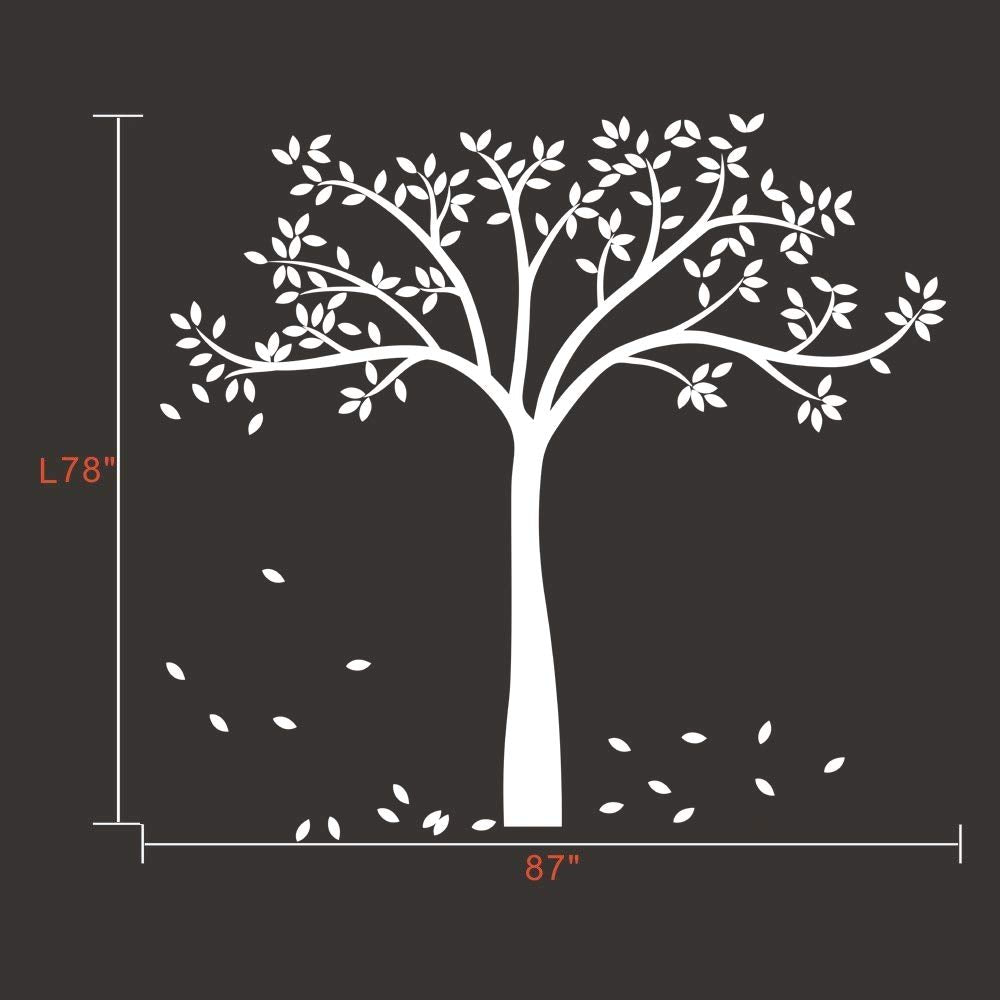 White Family Tree Wall Decor Wall Decals Wall Tattoo Large Nursery Tree Decals Wall Mural Removable Vinyl Wall Sticker for Bedroom Decoration (White)