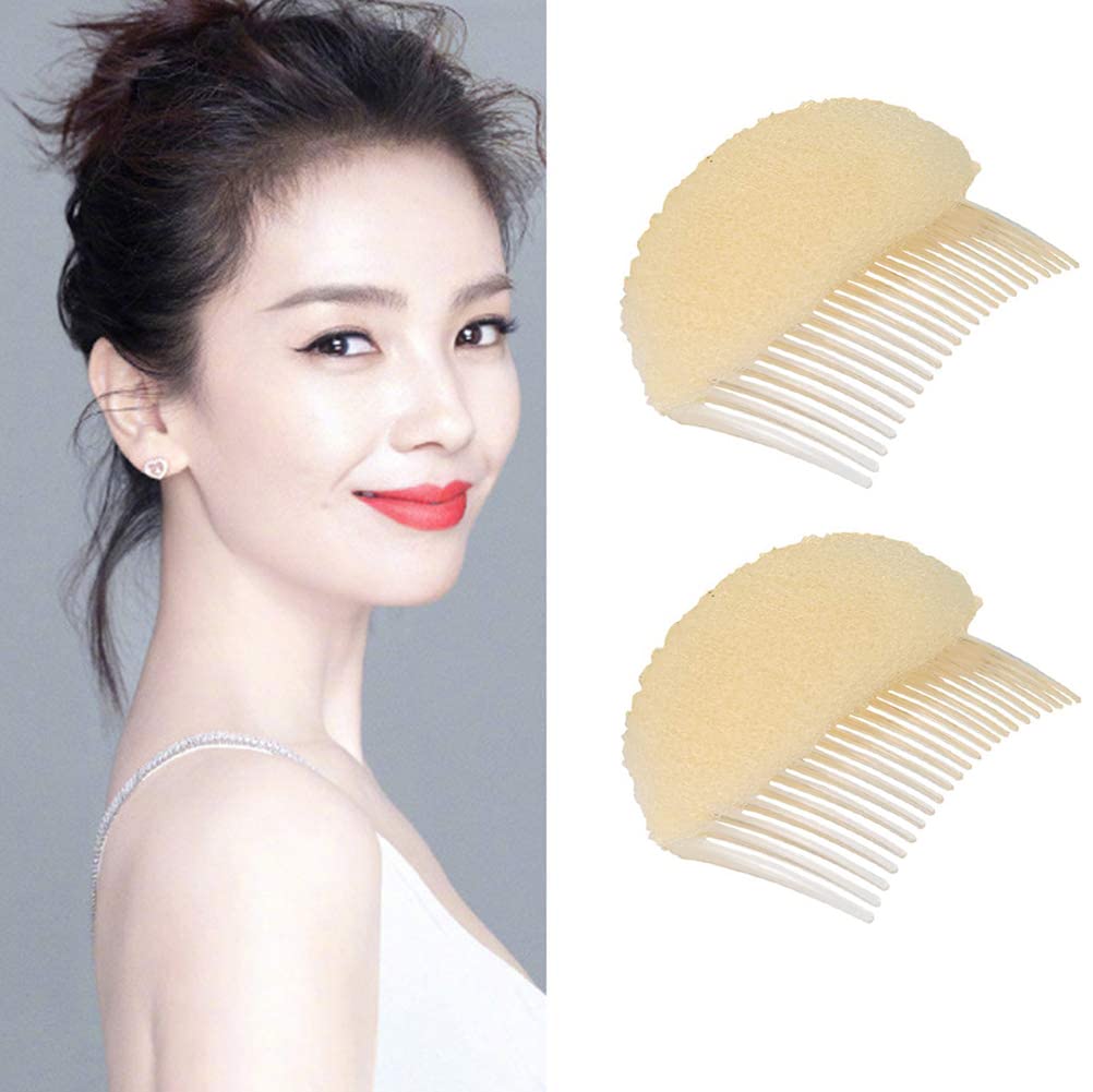 VASANA 2PCS Women Lady Girls Soft Sponge Foam Hair Base Inserts Bump Up Hair Pads Stick Bun Maker Hair Styling Clip Hair Comb Braid Tool Hair Styling Accessories Brown: Brown