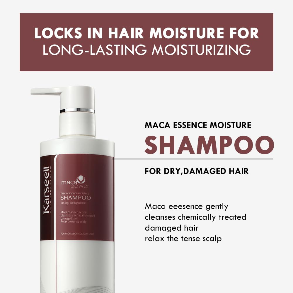 Karseell Shampoo Argan Oil Herbal Extract Moisturizing Deep Repair Conditioning Sulfate Free Shampoo for Dry and Damaged Hair 16.9Oz 500ml