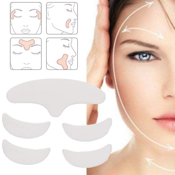 Face Wrinkle Patches, 5Pcs Anti Wrinkle Silicone Patch Pad Skin Lifting Reusable Washable Forehead Eye Face Patch Anti-Ageing for Rejuvenated Skin elasticity