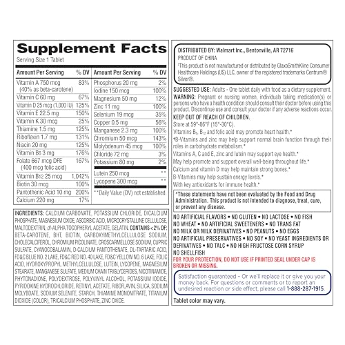 Equate Mature Adult 50+ One Daily Complete Multivitamin Compare to Centrum Silver (220 Ct) ( Pack of Two )