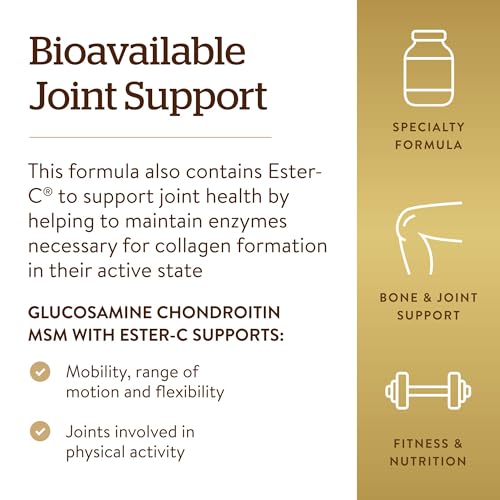Solgar Extra Strength Glucosamine Chondroitin MSM w/ Ester-C, 180 Tablets - Promotes Healthy Joints, Supports Comfortable Movement & Collagen Formation - Non-GMO, Gluten Free, Dairy Free - 60 Servings