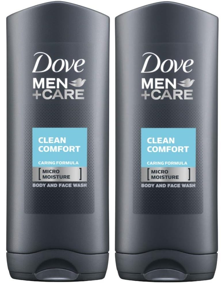 Dove Men Care Body and Face Wash, Hydrating Clean Comfort, 250 ml (8.5 fl oz), Value Bundle - Pack of 2
