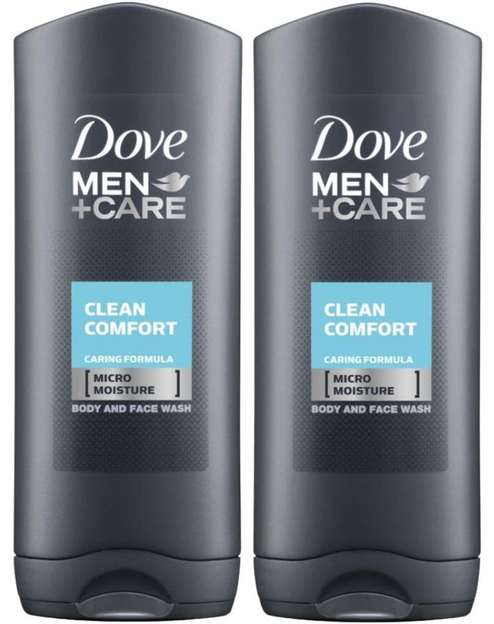 Dove Men Care Body and Face Wash, Hydrating Clean Comfort, 250 ml (8.5 fl oz), Value Bundle - Pack of 2
