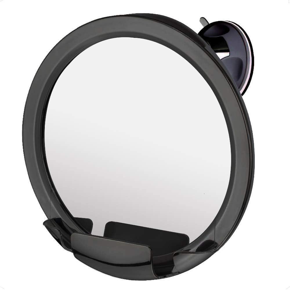 2018 Shatterproof Fogless Shower Mirror For Shaving with Razor Holder and Superior Sticky Suction-Cup, 8 Diameter (Including Frame)