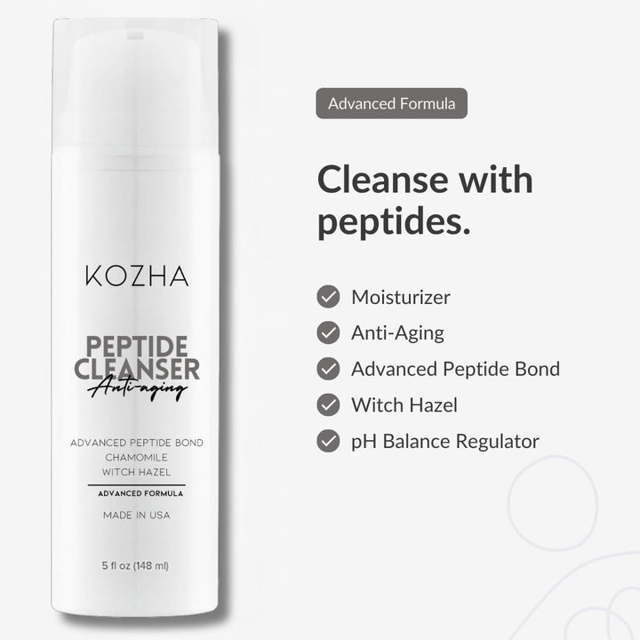 KOZHA Revitalize Your Skin Anti-Aging Peptide Facial Cleanser - A Must-Have in Your Skin Care Set, Gentle Face Wash for Women, Inspired by Korean Skin Care, All Skin Types (5 oz)